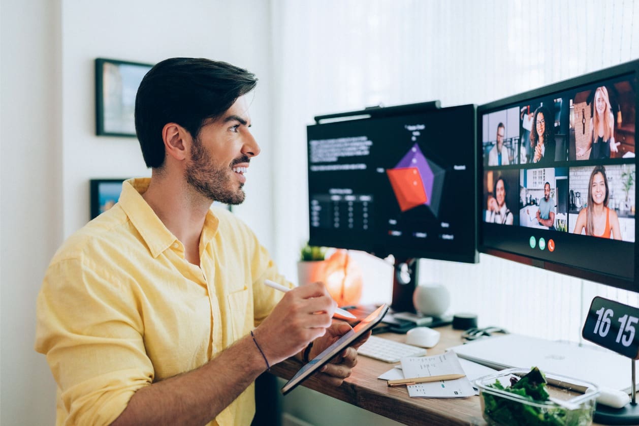 Diversity and inclusion in remote teams - A businessman tracking the performance of his global remote team.